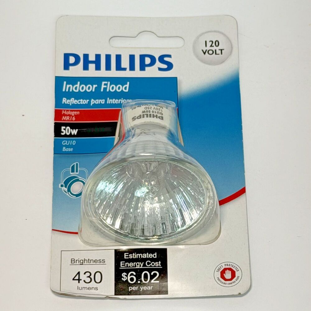 Philips Indoor Flood Light Bulb MR16 50W GU10 Base 430 Lumens BRAND NEW SEALED!!